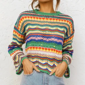 Round Neck Casual Pullovers Autumn Sweaters