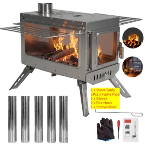 Stainless Steel Smokeless Fireplace Tent Stove with Chimney Pipes